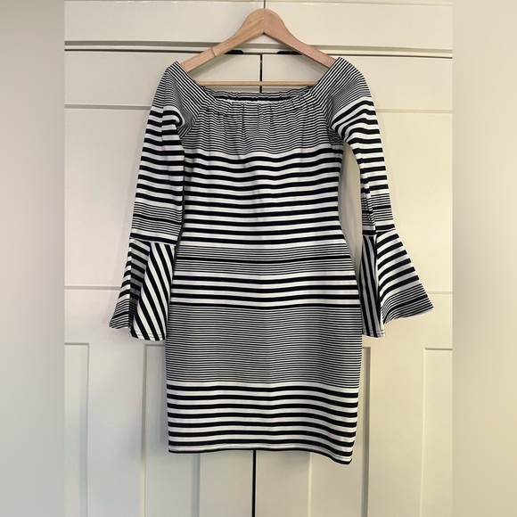 Sugar+Lips Striped Off-Shoulder Dress. Size S - Picture 2 of 7